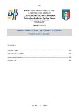 Comunicazioni Segreteria - FIGC Comitato Regionale Umbria