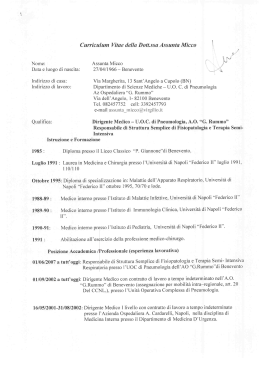 Curriculum Vitae della Dott.ssa Assunta Micca