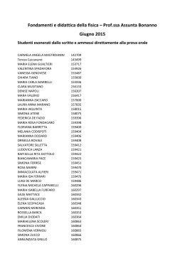 Fondamenti e didattica della fisica &ndash; Prof.ssa Assunta Bonanno