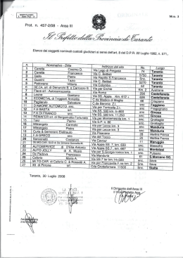 Decreto Prefettizio elenco custodi giudiziari