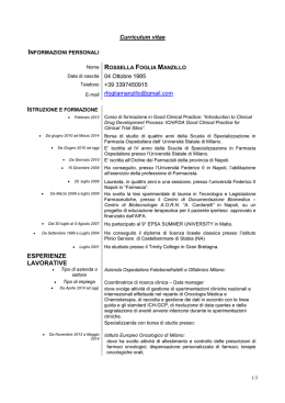 CV - Azienda Ospedaliera Fatebenefratelli e Oftalmico