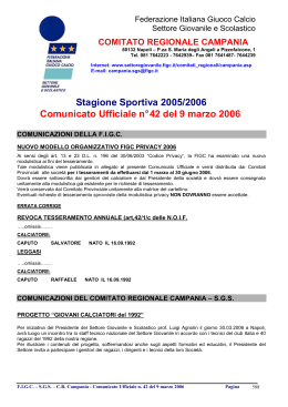 Stagione Sportiva 2005/2006 Comunicato Ufficiale n° 42 del