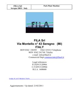 FILA Srl Via Montello n° 43 Seregno (Mi) ITALY