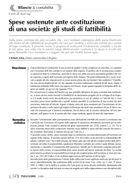 Spese sostenute ante costituzione di una societ&agrave;: gli studi di fattibilit&agrave;