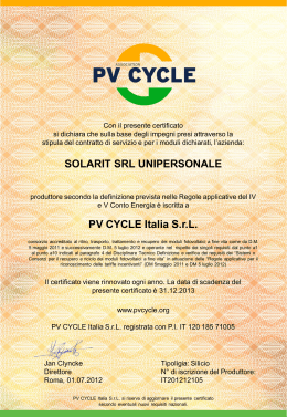 SOLARIT SRL UNIPERSONALE PV CYCLE Italia S.r.L.