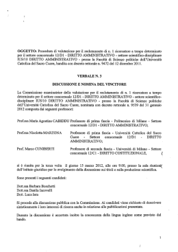 VERBALE N. 3 - Universit&agrave; Cattolica del Sacro Cuore