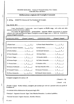 Deliberazione originale del Consiglio Comunale