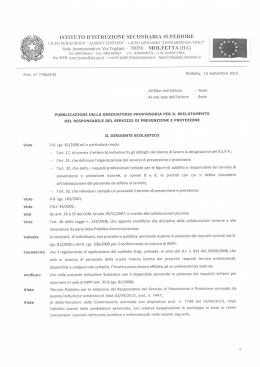 pubblicazione graduatoria provvisoria per il reclutamento del