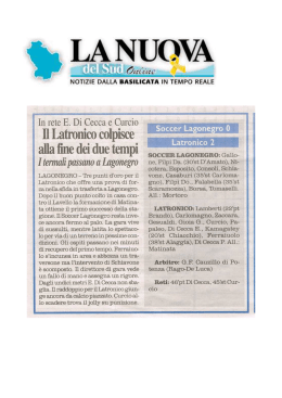 IL LATRONICO COLPISCE ALLA FINE DEI DUE TEMPI