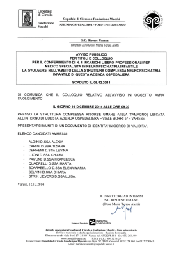 Data colloquio avviso pubblico inc lib prof Neuropsichiatria Infantile