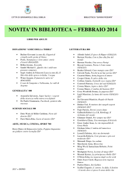 novita` in biblioteca – febbraio 2014