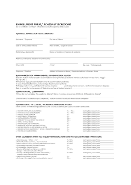 ENROLLMENT FORM/ SCHEDA D`ISCRIZIONE