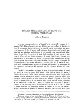 TOPAKLI. PRIMA CAMPAGNA DI SCAVO 1967 NOTIZIA