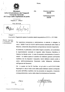 Pagamento spese di custodia natanti sequestrati