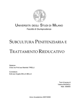 subcultura penitenziaria e trattamento rieducativo