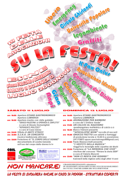 ore 16:00 Apertura STAND GASTRONOMICO DOMENICA 12