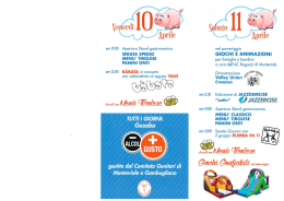 0re19.00 Apertura Stand gastronomico ne| pomeriggio