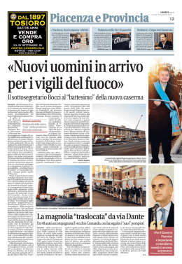 L`articoli del giornale di Piacenza