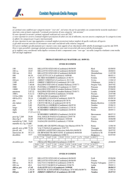 Note: a) i primati sono suddivisi per categoria master &ldquo;over et&agrave;&rdquo;, nel