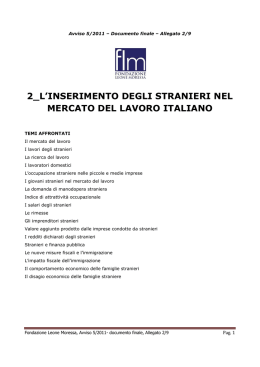 L`inserimento degli stranieri nel mercato del lavoro italiano