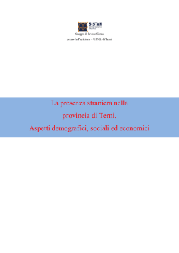 La presenza straniera nella provincia di Terni. Aspetti