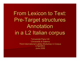 pre-target structures annotation in a L2 Italian corpus