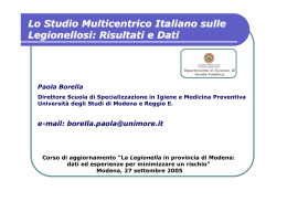 Lo Studio Multicentrico Italiano sulle Legionellosi: Risultati e Dati