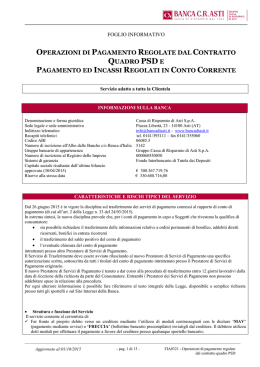 Operazioni di pagamento regolate dal contratto