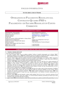 operazioni di pagamento regolate dal contratto quadro psd e