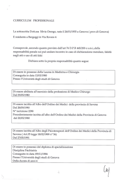 CURRICULUM PROFESSIONALE La sottoscritta Dott.ssa Silvia