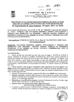 procedura di locazione mediante pubblico incanto ai sensi dell`art