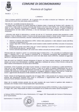 Decreto nomina del Responsabile per la Toponomastica Dott.ssa