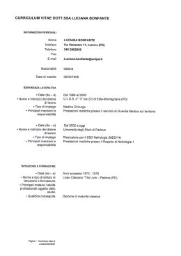 CURRICULUM VITAE DOTT.SSA LUCIANA BONFANTE