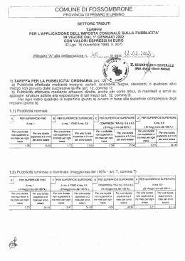 Tariffe IMPOSTA COMUNALE SULLA PUBBLICITA