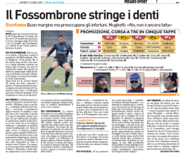 Il Fossombrone stringe i denti