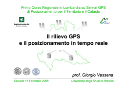 Il rilievo GPS e il posizionamento in tempo reale