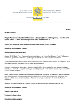 Incontro con i giovani presso il Centro dioce