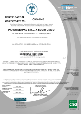 OHS-2140 PAPER DIVIPAC S.R.L. A SOCIO UNICO CERTIFICATE