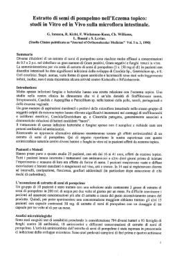 studi in Vitro ed in Vivo sulla microflora intestinale.