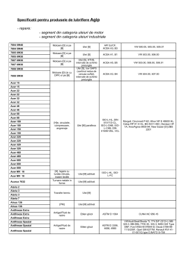 Specificatii pentru produsele de lubrifiere Agip - repere: