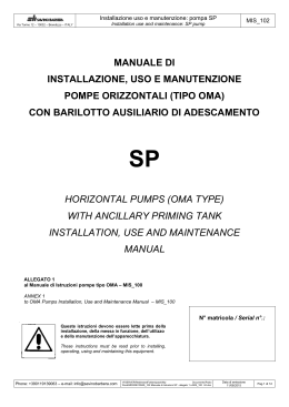 Installazione uso e manutenzione: pompa SP