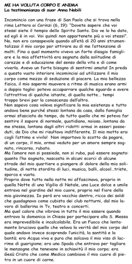 MI HA VOLUTA CORPO E ANIMA La Tesﬁmonianza di suor Anna