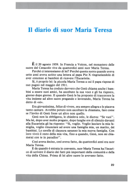 Il diario di Suor Maria Teresa
