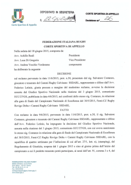 CORTE SPORTIVA DI APPELLO