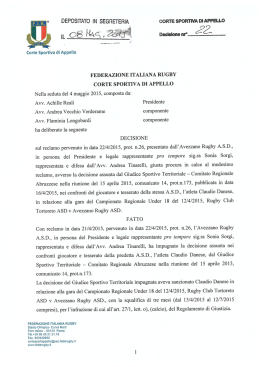 CORTE SPORTIVA DI APPELLO - Federazione Italiana Rugby