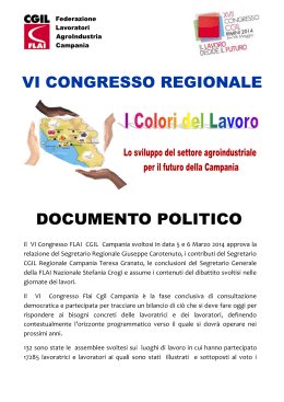 Il VI Congresso FLAI CGIL Campania svoltosi in data 5 e 6 Marzo