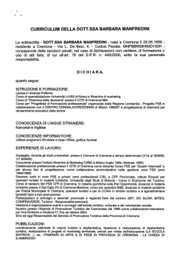 CURRICULUM DELLA DOTT.SSA BARBARA MANFREDINI