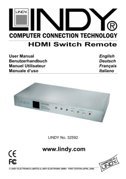HDMI Switch Remote www.lindy.com