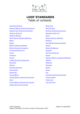 LOOF STANDARDS Table of contents