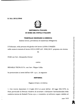 Sentenza antisindacalit&agrave; Redaelli